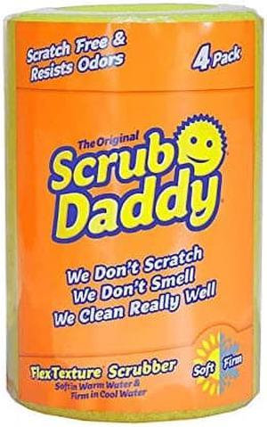 Original Scrub Daddy Sponge - Scratch Free Scrubber for Dishes and Home, Odor Resistant, Soft in Warm Water, Firm in Cold, Deep Cleaning Kitchen and Bathroom, Multi-use, Dishwasher Safe, 4ct