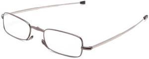 Foster Grant Gideon Rectangular Reading Glasses, Satin Dark Gunmetal/Transparent, 48 mm + 1.5