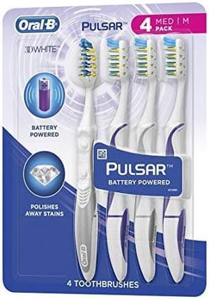 Oral B 3D White Luxe 4 Pack Pulsar Battery Powered Toothbrushes - Medium