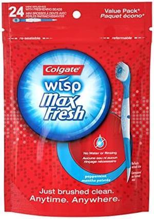 Colgate Max Fresh Wisp Disposable Mini Toothbrush Peppermint  24 Count