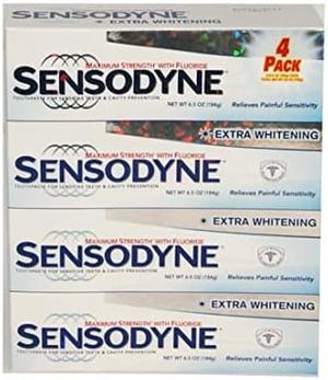 Sensodyne Maximum Strength & Extra Whitening (pack of 4) Net Wt 6.5 oz(184g)per tube