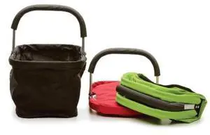 RSVP Green Polyester Collapsible Market Basket with Pocket