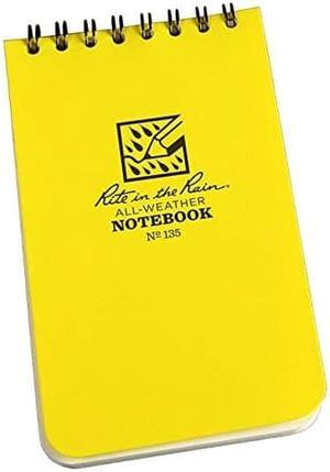 Rite in the Rain All-Weather Top-Spiral Notebook, 3" x 5", Yellow Cover, Universal Pattern, 3 Pack (No. 135-3)