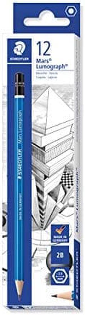 Staedtler Mars Lumograph 2B Graphite Art Drawing Pencil, Medium Soft, Break-Resistant Bonded Lead, 12 Pack, 100-2B (100-2B VE)