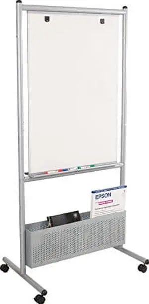 Best-Rite Mobile Nest Easel, Platinum Frame, Double Sided Porcelain Steel Whiteboard, 72"H x 34.75"W x 24"D (785P)