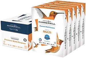Hammermill Printer Paper Premium Multipurpose Paper 20 lb 85 x 11  5 Ream 2500 Sheets  97 Bright Made in the USA