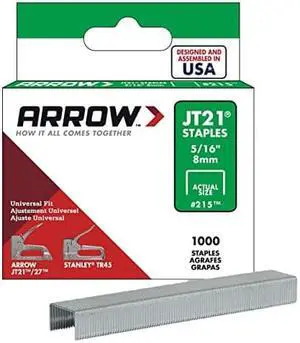 Arrow Fastener 215 Genuine JT21 5/16-Inch Staples, 5-Pack Arrow Fastener 215 Genuine JT21 5/16-Inch Staples, 5-Pack