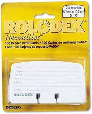 Rolodex Corporation Products - Card Refills, For Petite Card Files, 2-1/4"x4", 100 Cards, White - Sold as 1 PK - Card refills are designed for petite card files. Cards include spaced lines with name,