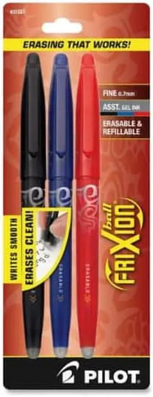 PILOT FriXion Ball Erasable & Refillable Gel Ink Stick Pens, Fine Point, Black/Blue/Red Inks, 3-Pack (31557) PILOT FriXion Ball Erasable & Refillable Gel Ink Stick Pens, Fine Point, Black/Blue/Red Inks, 3-Pack (31557)