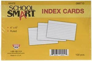 School Smart Heavyweight Ruled Index Cards - 4 x 6 inches - Pack of 100 - White