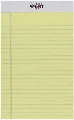School Smart Junior Legal Pad, 5 x 8 Inches, 50 Sheets Each, Canary, Pack of 12