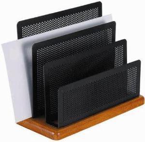 Rolodex Punched Metal and Wood Mini Desk Sorter, Black and Cherry (Q22731)