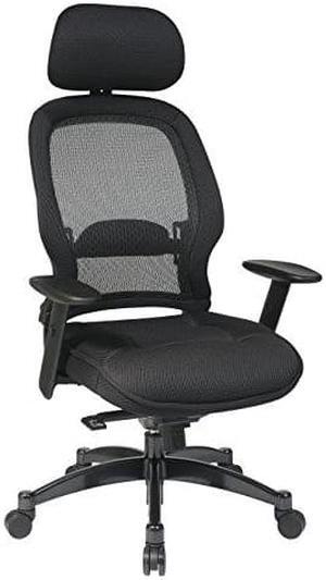 SPACE Seating AirGrid Dark Back and Padded Black Mesh Seat, 2-to-1 Synchro Tilt Control, Adjustable Arms and Tilt Tension Nylon Base Managers Chair with Adjustable Headrest