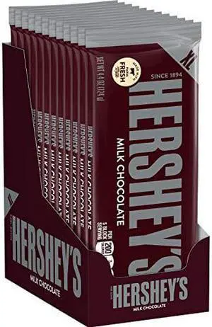 HERSHEYS Milk Chocolate Bulk Candy, Holiday, 4.4 oz XL Bars (12 Count)
