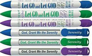 Greeting Pen Bible Verse Pen- Serenity Prayer Blue, Green, Purple Trio Rotating Message 6 Pen Set 36027