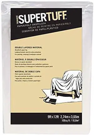 Trimaco SuperTuff Paper/Poly Drop Cloth, 9-feet x 12-feet