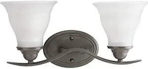 Trinity Bath Vanity, 2-Light, Antique Bronze, Etched Glass, 17.25"W (P3191-20 13DL8)