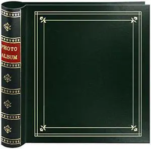 Pioneer Photo 200-Pocket Coil Bound Cover Photo Album for 4 by 6-Inch Prints, Hunter Green Leatherette with Gold Accents
