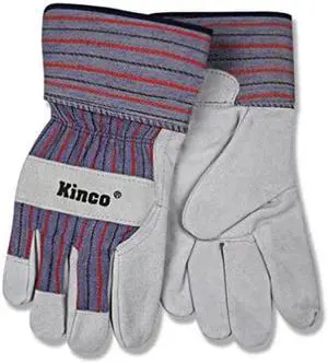 KINCO 1500-L Mens Unlined Suede Cowhide Leather Palm Gloves, Large, Gray