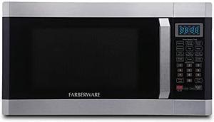 Farberware Professional FMO16AHTPLB 1.6 Cu. Ft. 1100-Watt Microwave Oven with Smart Sensor Cooking Technology and Blue LED Lighting, Stainless Steel