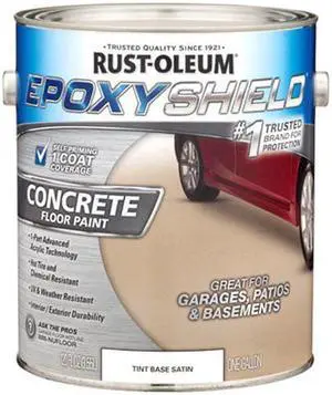 RUST-OLEUM 225381 Epoxy Shield Tint Base Single Part 1-gallon Armor concrete Floor Paint, 1 gal, gray