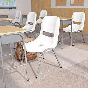 Flash Furniture HERCULES Series 880 lb. Capacity White Ergonomic Shell Stack Chair with Gray Frame