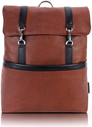 McKleinUSA Element, Pebble Grain Calfskin Leather, 17" Two-Tone, Flap-Over, Laptop & Tablet Backpack, Brown (18470)