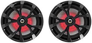Pair Rockville RKL80MB 8" 900 Watt Black 2-Way Marine Boat Speakers W/LEDs