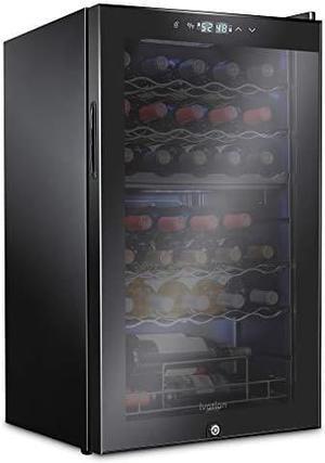 Ivation 33 Bottle Dual Zone Wine Cooler Refrigerator w/Lock | Large Freestanding Wine Cellar For Red, White, Champagne & Sparkling Wine | 41f-64f Digital Temperature Control Fridge Glass Door Black Ivation 33 Bottle Dual Zone Wine Cooler Refrigerator w/Lock | Large Freestanding Wine Cellar For Red, White, Champagne & Sparkling Wine | 41f-64f Digital Temperature Control Fridge Glass Door Black