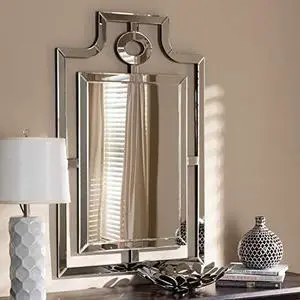 Baxton Studio Iria Modern and Contemporary Silver Finished Pagoda Wall Accent Mirror