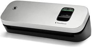 Foodsaver Space Saving Vacuum Sealer Machine With Sealer Bags And Roll For Airtight Food Storage And Sous Vide, Silver