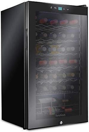 Ivation 34 Bottle Compressor Wine Cooler Refrigerator w/Lock | Large Freestanding Wine Cellar For Red, White, Champagne or Sparkling Wine | 41f-64f Digital Temperature Control Fridge Glass Door Black Ivation 34 Bottle Compressor Wine Cooler Refrigerator w/Lock | Large Freestanding Wine Cellar For Red, White, Champagne or Sparkling Wine | 41f-64f Digital Temperature Control Fridge Glass Door Black