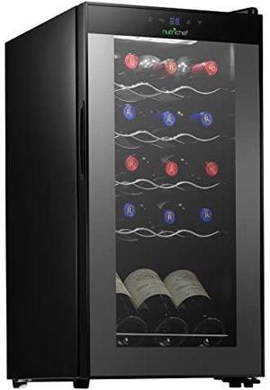 15 Bottle Wine Cooler Refrigerator - White & Red Wine Fridge Chiller Countertop Wine Cooler - Freestanding Compact Mini Wine Fridge 15 Bottle Capacity, Digital Control