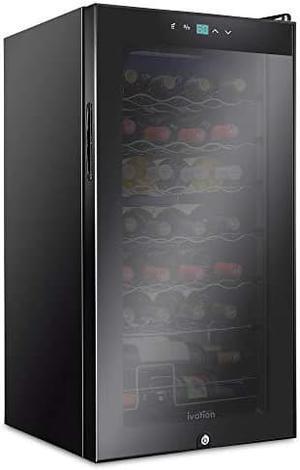 Ivation 28 Bottle Compressor Wine Cooler Refrigerator w/Lock | Large Freestanding Wine Cellar For Red, White, Champagne or Sparkling Wine | 41f-64f Digital Temperature Control Fridge Glass Door Black Ivation 28 Bottle Compressor Wine Cooler Refrigerator w/Lock | Large Freestanding Wine Cellar For Red, White, Champagne or Sparkling Wine | 41f-64f Digital Temperature Control Fridge Glass Door Black