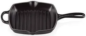 Le creuset Enameled cast Iron Signature Square Skillet grill, 1025, Licorice