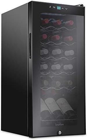 Ivation 18 Bottle Compressor Wine Cooler Refrigerator W/Lock | Large Freestanding Wine Cellar For Red, White, Champagne Or Sparkling Wine | 41F-64F Digital Temperature Control Fridge Glass Door Black Ivation 18 Bottle Compressor Wine Cooler Refrigerator W/Lock | Large Freestanding Wine Cellar For Red, White, Champagne Or Sparkling Wine | 41F-64F Digital Temperature Control Fridge Glass Door Black