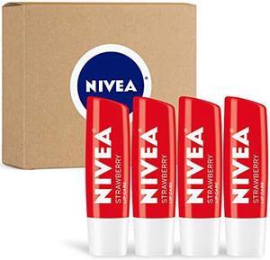 NIVEA Strawberry Lip Care  Tinted Lip Balm for Beautiful Soft Lips  Pack of 4