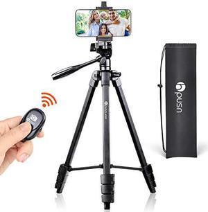 Phone Tripod:HPUSN 55-inch Adjustable and Lightweight Aluminum Tripod Stand Cell Phone Mount Holder, Bluetooth Remote Shutter, Portable Travel Tripod for Photography, Video Recording, Vlogging