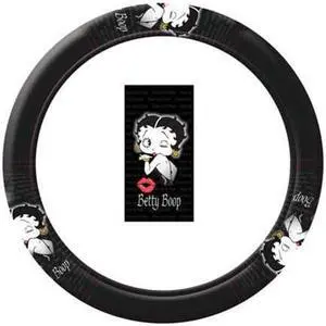 U.A.A. INC. 1 pc Betty Boop Timeless Original Design Logo Black Steering Wheel Cover New