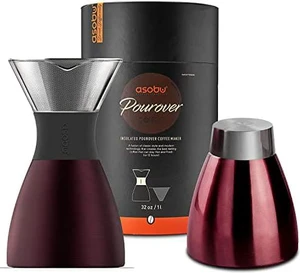 Asobu Insulated Pour Over Coffee Maker (32 Oz.) Double-Wall Vacuum, Stainless-Steel Filter And Take On The Go Carafe (Red) Asobu Insulated Pour Over Coffee Maker (32 Oz.) Double-Wall Vacuum, Stainless-Steel Filter And Take On The Go Carafe (Red)