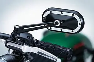 Kuryakyn 1766 Motorcycle Handlebar Accessory: Heavy Industry Rear View Side Mirrors, Satin Black with Chrome Accents, 1 Pair