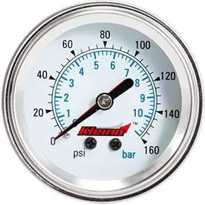 Kleinn Air Horns 1023 Dual Needle 160 PSI Panel-Mount Illuminated Pressure Gauge