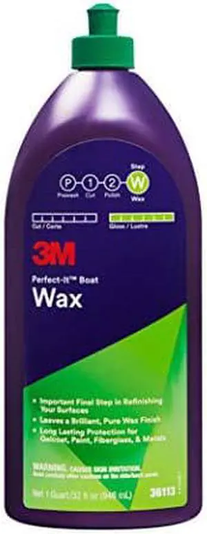 3M Perfect-It Boat Wax, 36113, 1 Quart, Contains Carnauba Wax, Protects against Weather and Oxidation, For Boats and RVs