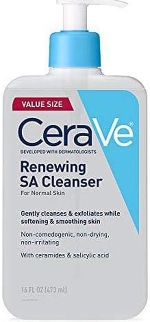ceraVe SA cleanser Salicylic Acid cleanser with Hyaluronic Acid Niacinamide  ceramides BHA Exfoliant for Face Fragrance Free Noncomedogenic 16 Ounce