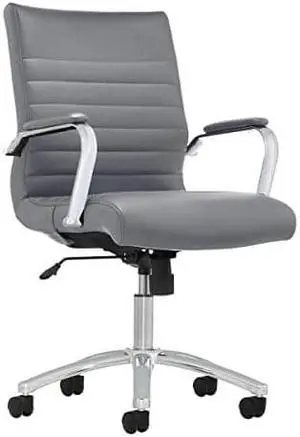 Realspace® Modern Comfort Series Winsley Bonded Leather Mid-Back Chair, Gray