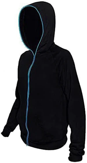 Electro Luminescent Zip Up Hoodie Blue Small Electro Luminescent Zip Up Hoodie Blue Small