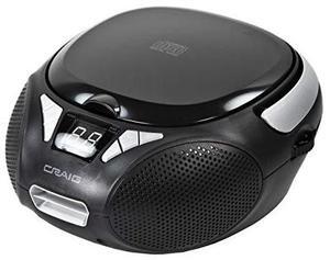 Craig CD6925 Portable Top-Loading Stereo CD Boombox with AM/FM Stereo Radio in Black | LED Display | Programmable CD Player | CD-R/CD-W Compatible | AUX Port Supported |