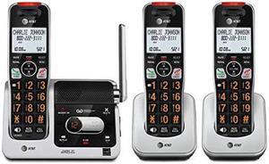 AT&T BL102-3 DECT 6.0 3-Handset Cordless Phone for Home with Answering Machine, Call Blocking, Caller ID Announcer, Audio Assist, Intercom, and Unsurpassed Range, Silver/Black