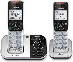 VTECH VS112-2 DECT 6.0 Bluetooth 2 Handset Cordless Phone for Home with Answering Machine, Call Blocking, Caller ID, Intercom and Connect to Cell (Silver & Black)