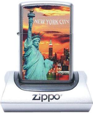 Zippo New York City Statue of Liberty Skyline Chrome Lighter